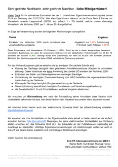 Ergebnisse der Sitzung vom 25. Februar 2014