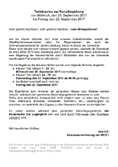 Terminaviso zur Kanalbegehung